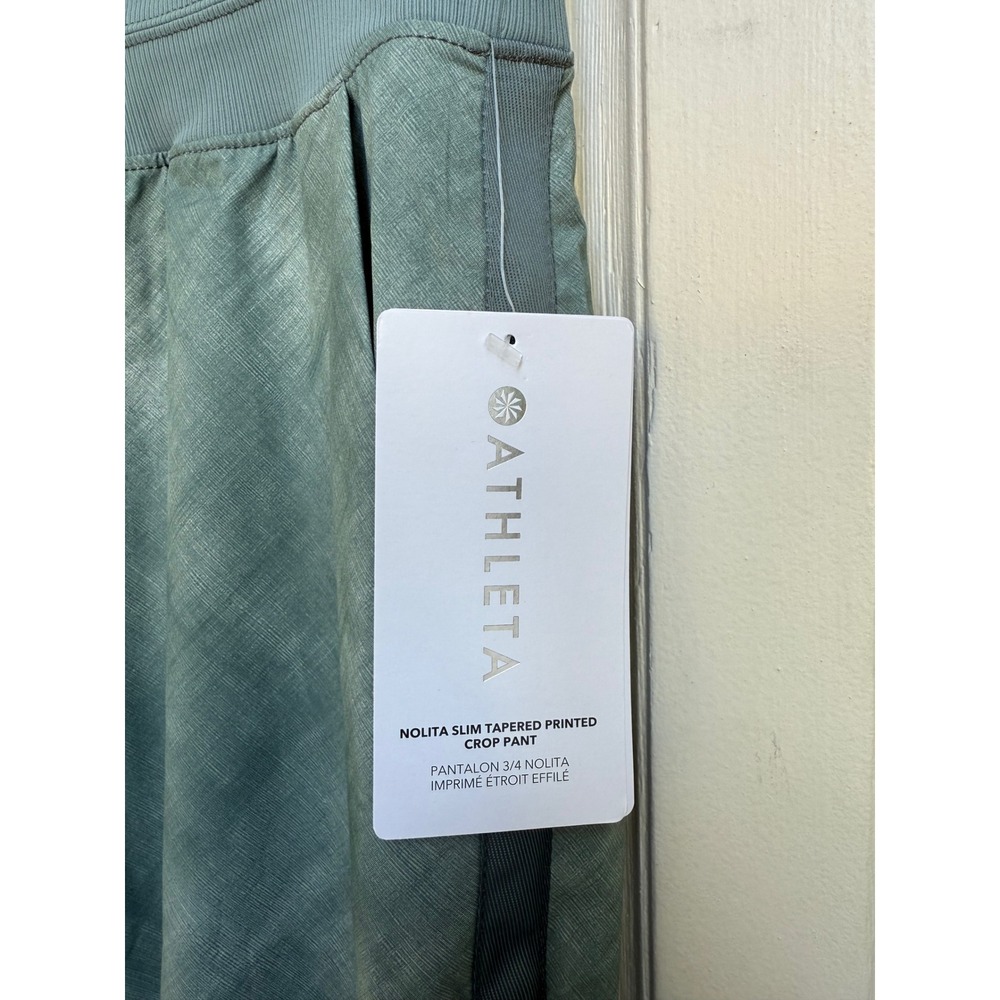 Athleta Nolita Slim Tapered Printed Crop Pants Blue Green Pattern Size 8 - Picture 2 of 7